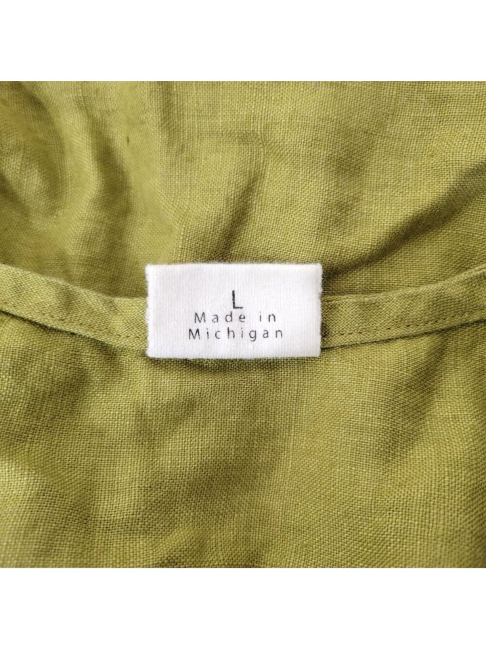 Conscious Clothing Olive Green Tiered Linen Midi Dress With 3/4 Sleeves Sustaina - Picture 7 of 7